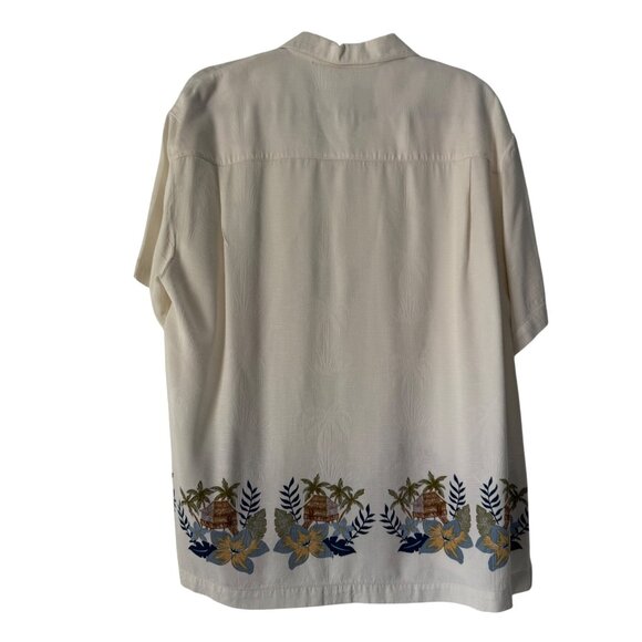 Caribbean Joe's Tropical White SS Button Down Shirt Mens Hawaiian, Size M - Picture 2 of 7